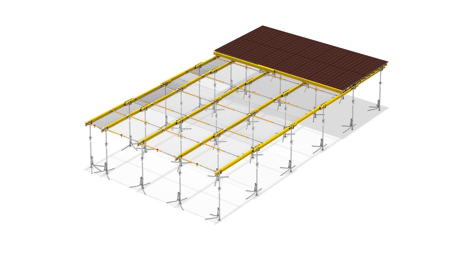 With an extended portfolio of safety systems for slab formwork, PERI is also setting new standards in product and workplace safety. The new HAMMOCK Safety System serves as collective fall protection when shuttering from above, and catches relatively large falling parts when working with MULTIFLEX Girder Slab Formwork as well as when using precast slabs.