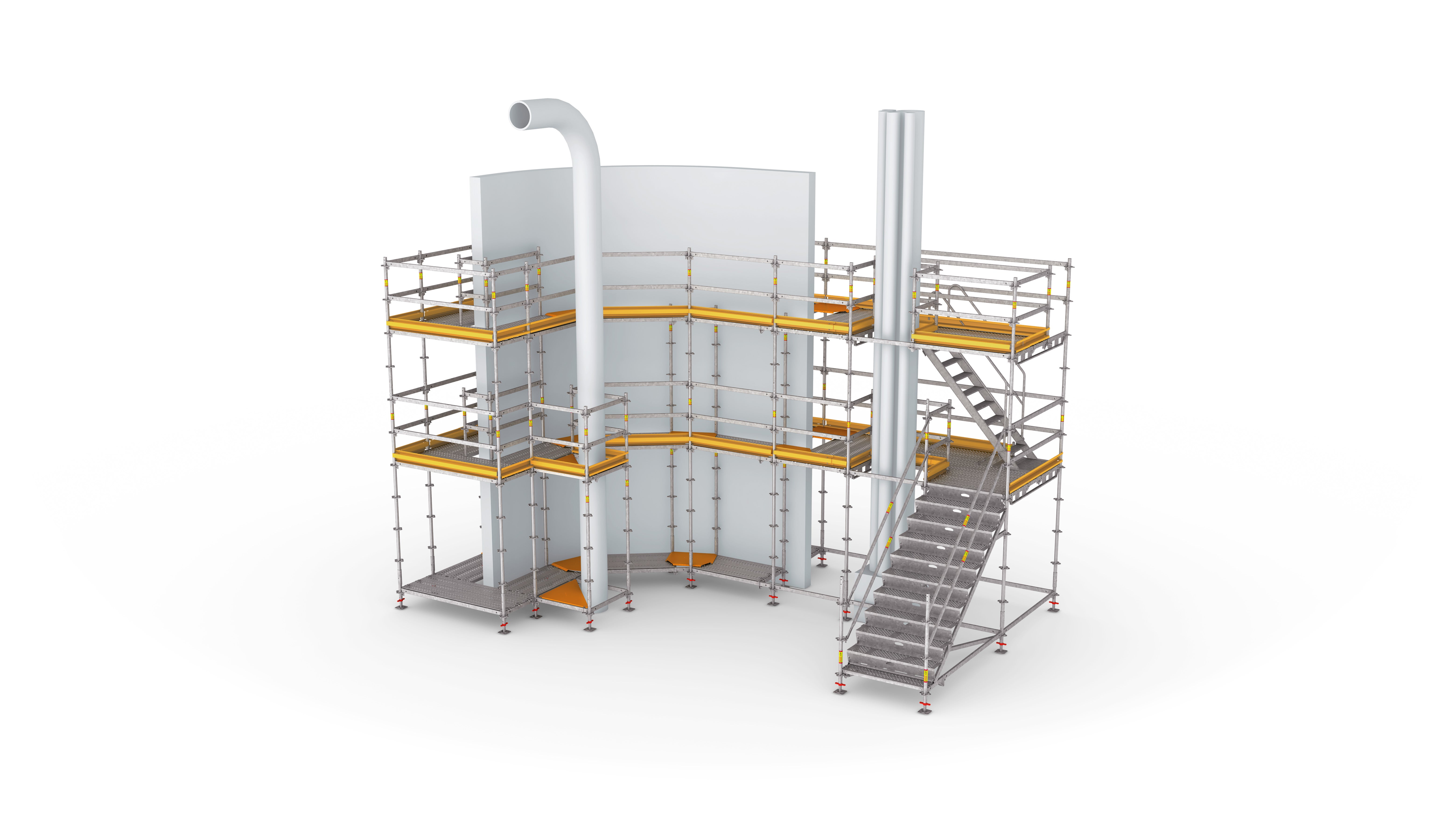 Extremely flexible work scaffold for a wide range of applications.<br/>