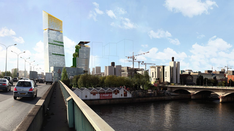 Projet des Tours DUO : vue du Boulevard Périphérique
