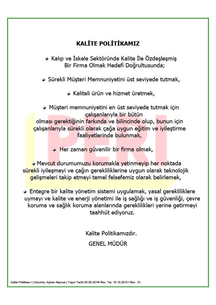 Kalite Politikası