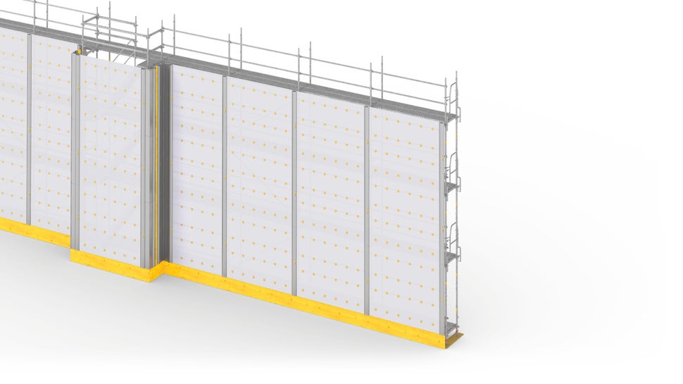 Des enceintes sûres et flexibles à partir du système modulaire d'échafaudage PERI UP avec PERI UP Cladding<br/>
