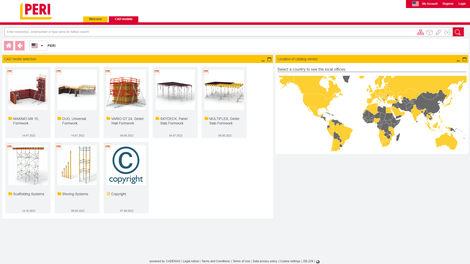 BIM каталог CADENAS включает в себя более 700 компонентов PERI из систем DUO, MAXIMO, SKYDECK, PERI UP FLEX, VARIO и MULTIFLEX