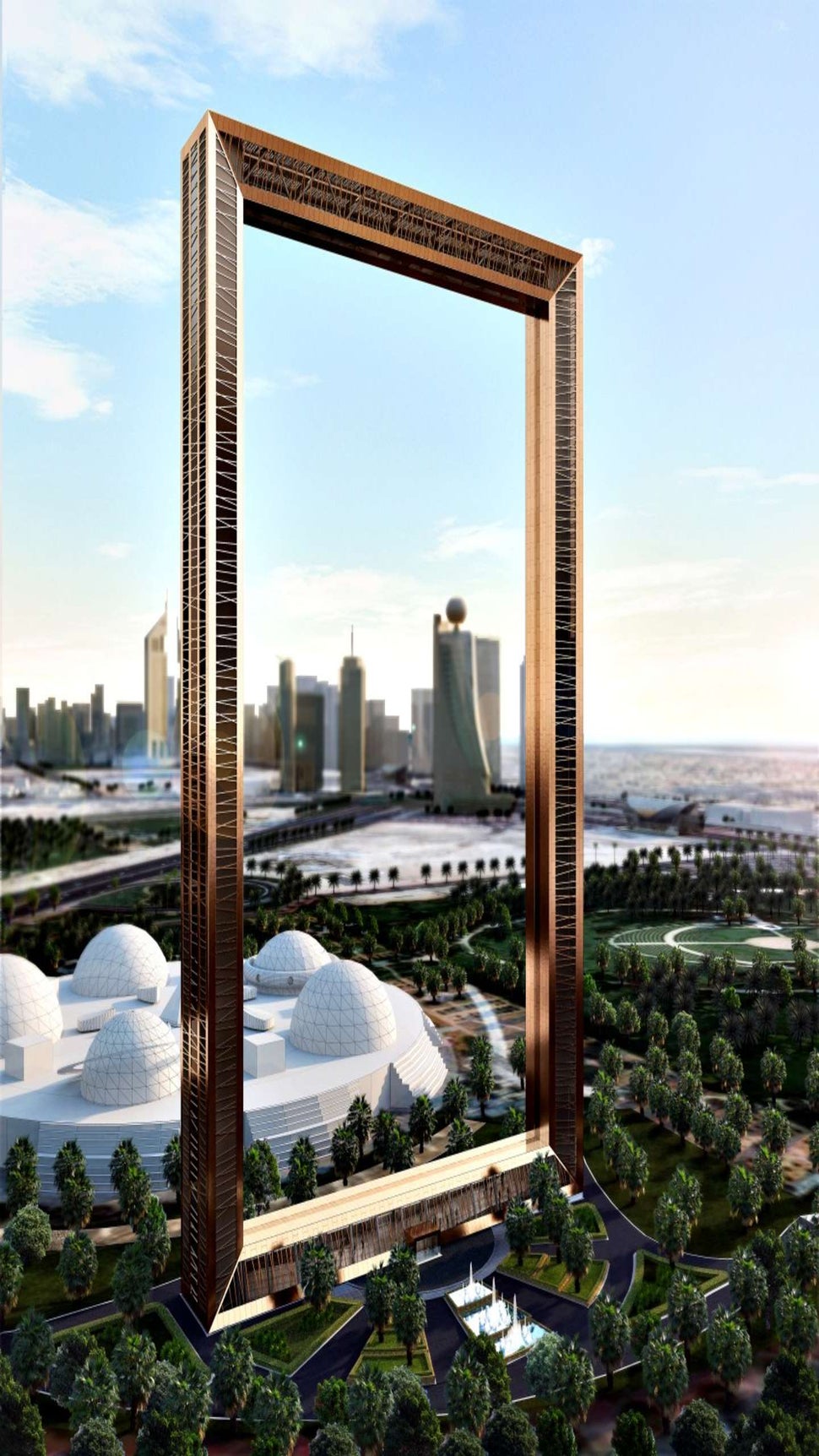 This big window frame-like landmark is being added to Dubai's famed skyline within the greens of Zabeel Park.