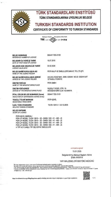 TS EN 12810-1 Cephe İskeleleri 