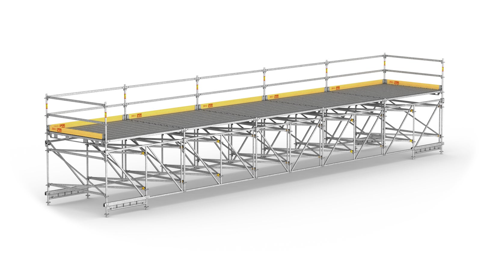 For wide-span working platforms and temporary pedestrian footbridges