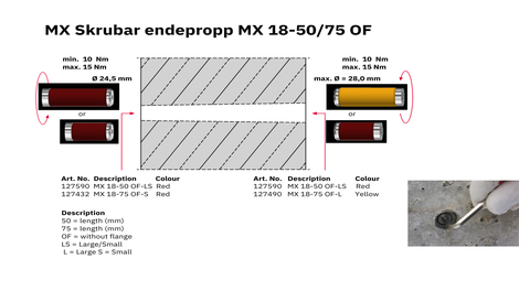 MX Skrubar endepropp MX 18-50/75 OF 
