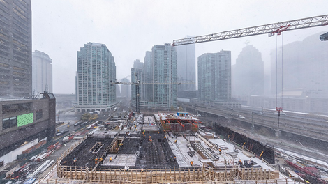 The Sky Tower will be the tallest residential tower in Canada reaching 105 storys with a total height of 345 meters.