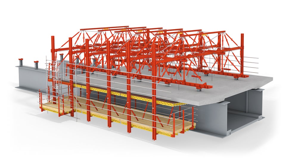 Formwork carriage used on the steel substructure for the construction of carriageway slabs