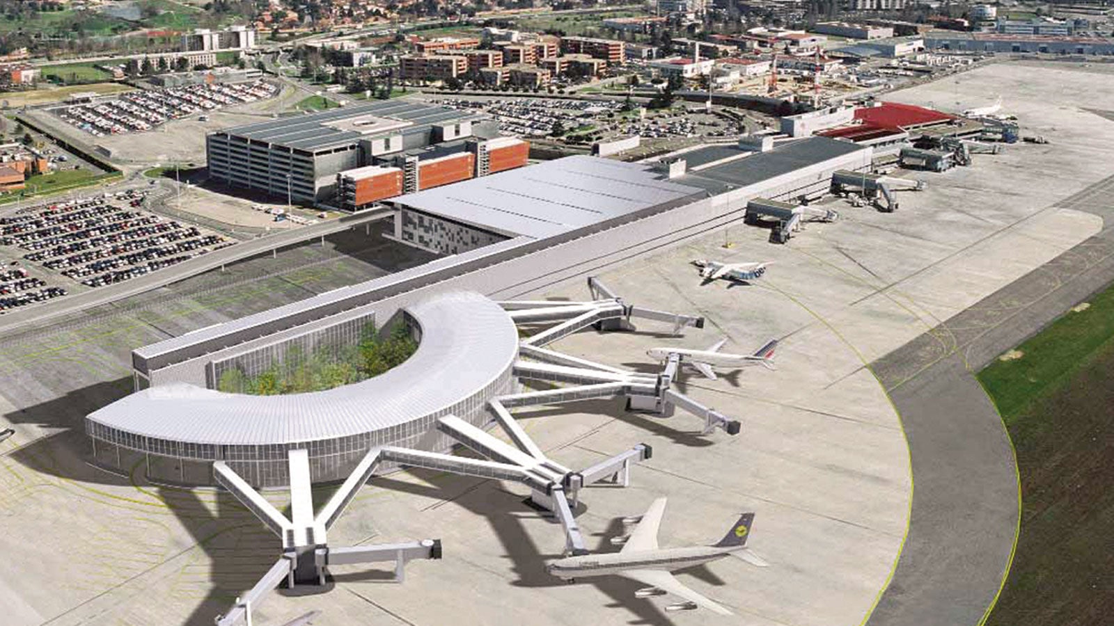The new 40,000 m² passenger terminal – Hall D – features 24 check-in desks and 13 departure gates.