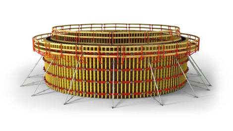 Ekonomické obedňování bez použití spínacích tyčí, pro jakýkoli poloměr, také s atypickým bedněním<br/>