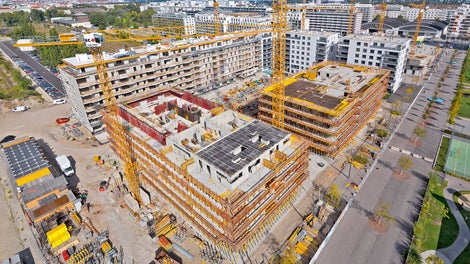On the area that was formerly Vienna´s North Station, 91 housing units are currently being developed in two eight-storey residential buildings.