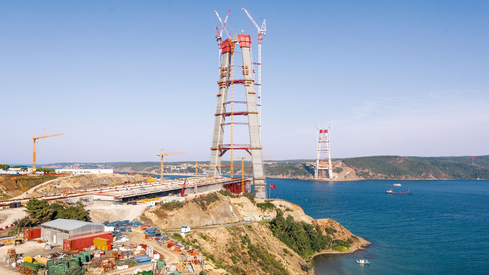 The 3rd Bosphorus Bridge has the highest concrete bridge piers in the world, and will eventually connect the European and Asian continents after its completion in 2015.