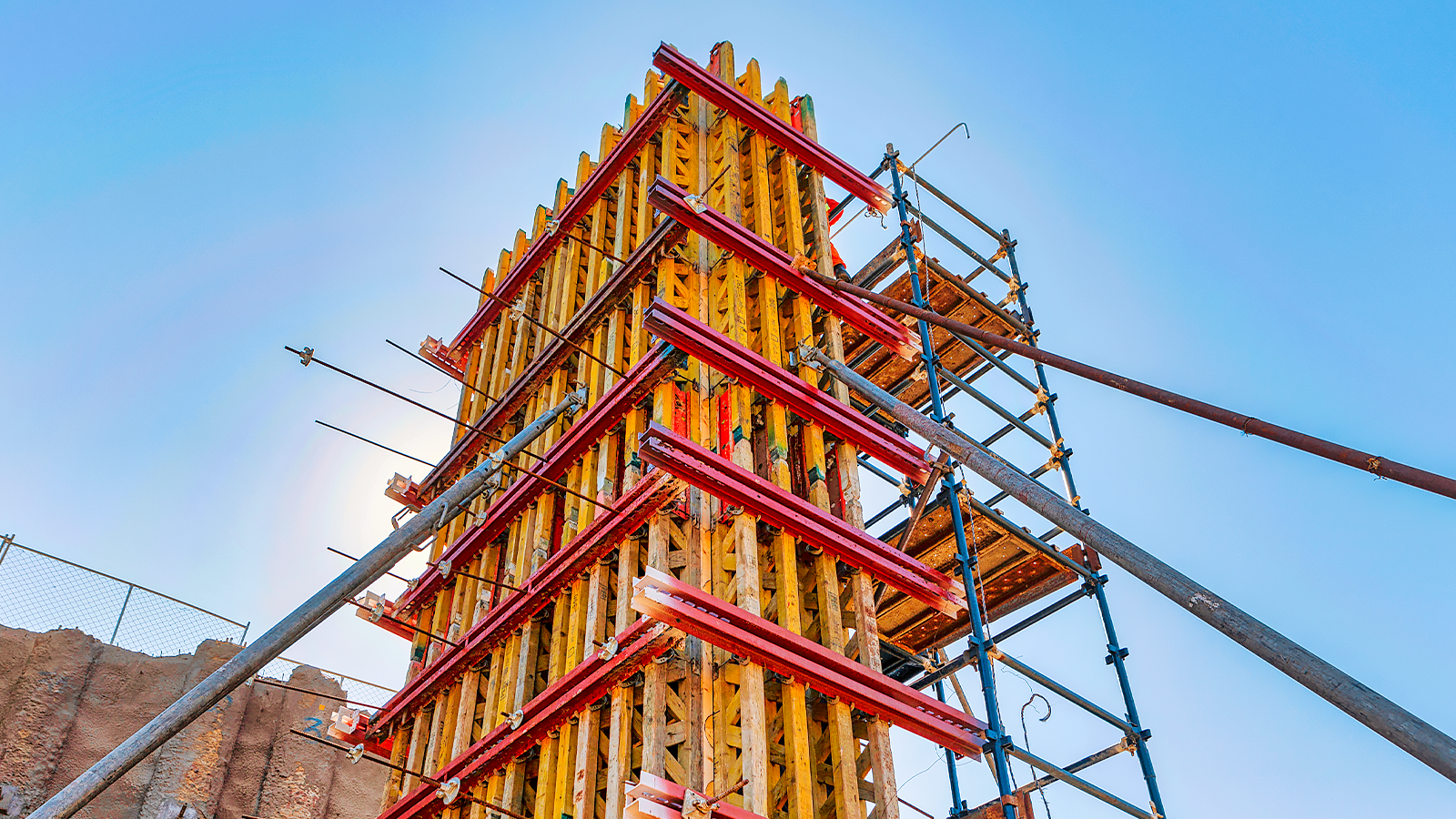 Shoring was attached to the sides so that traffic could continue to flow under the bridge structure.