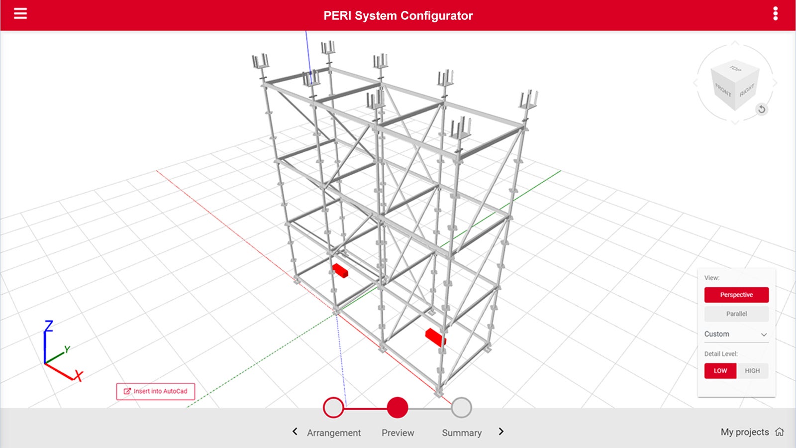 PERI CAD umožňuje automatické vytvoření podpěrných konstrukcí s nejmodernějšími nástroji.